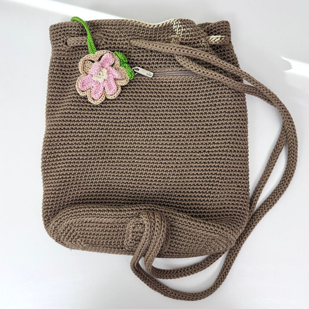 The Sak Womens Boho Chic Drawstring Hand Bag Tropical Fish Brown